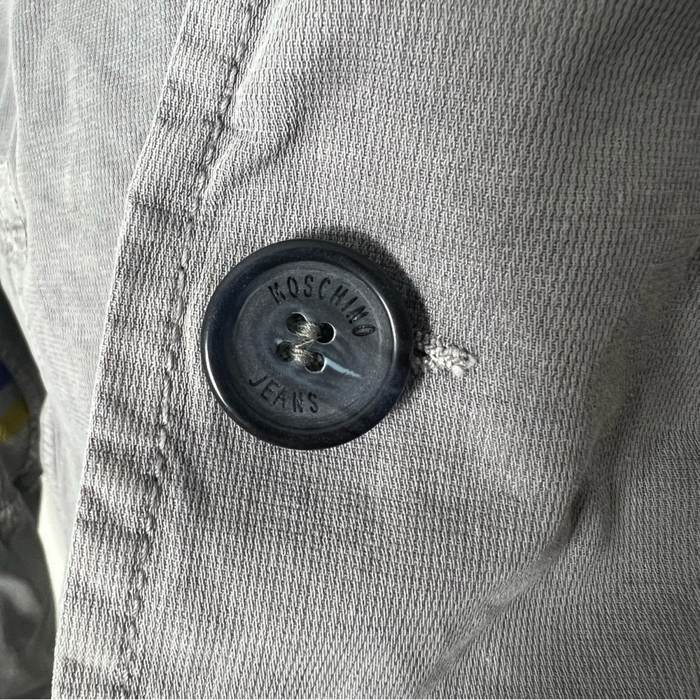 Moschino Men’s Blazer Canvas Cotton Linen Jacket Blazer Coat Gray Unique XL *S - Picture 5 of 12